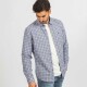 Camisa a Cuadros Gris Medio y Azul