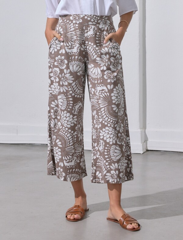 Pantalon Lino Crop TOSTADO/MULTI