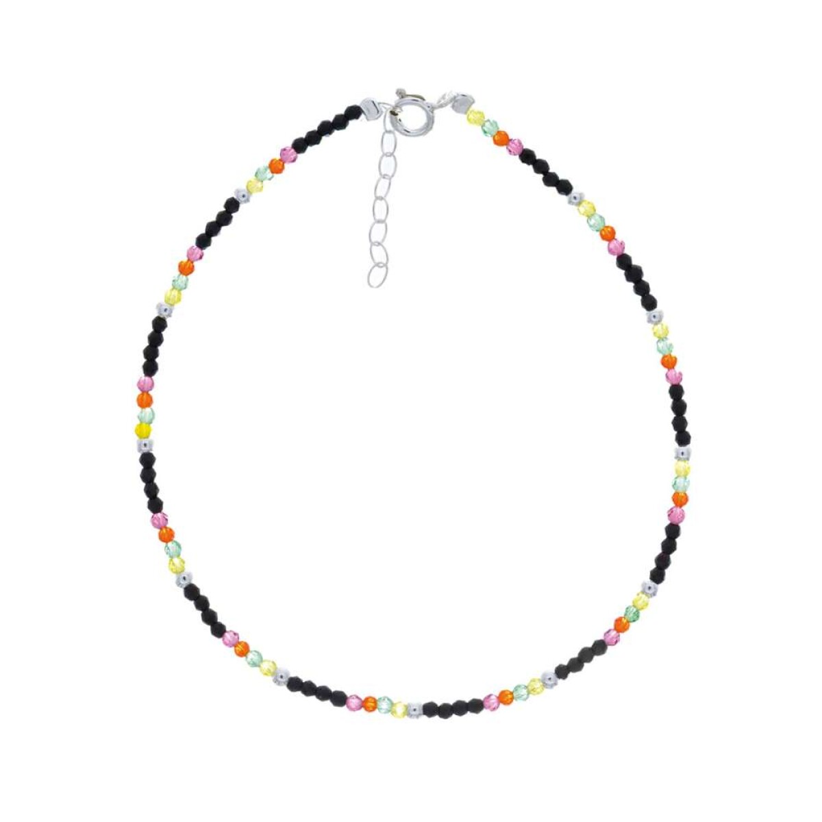 Tobillera De Acrílico Y Plata - Largo 22 Cm 