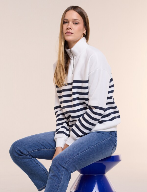 Buzo Zip Lineas BLANCO/AZUL