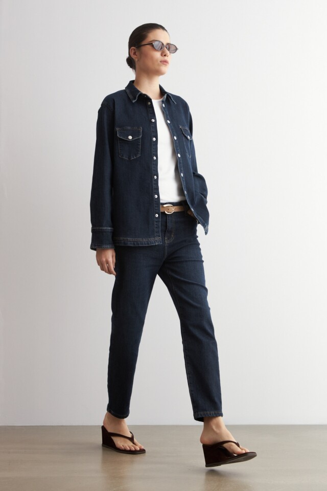 Camisa de jean jean oscuro