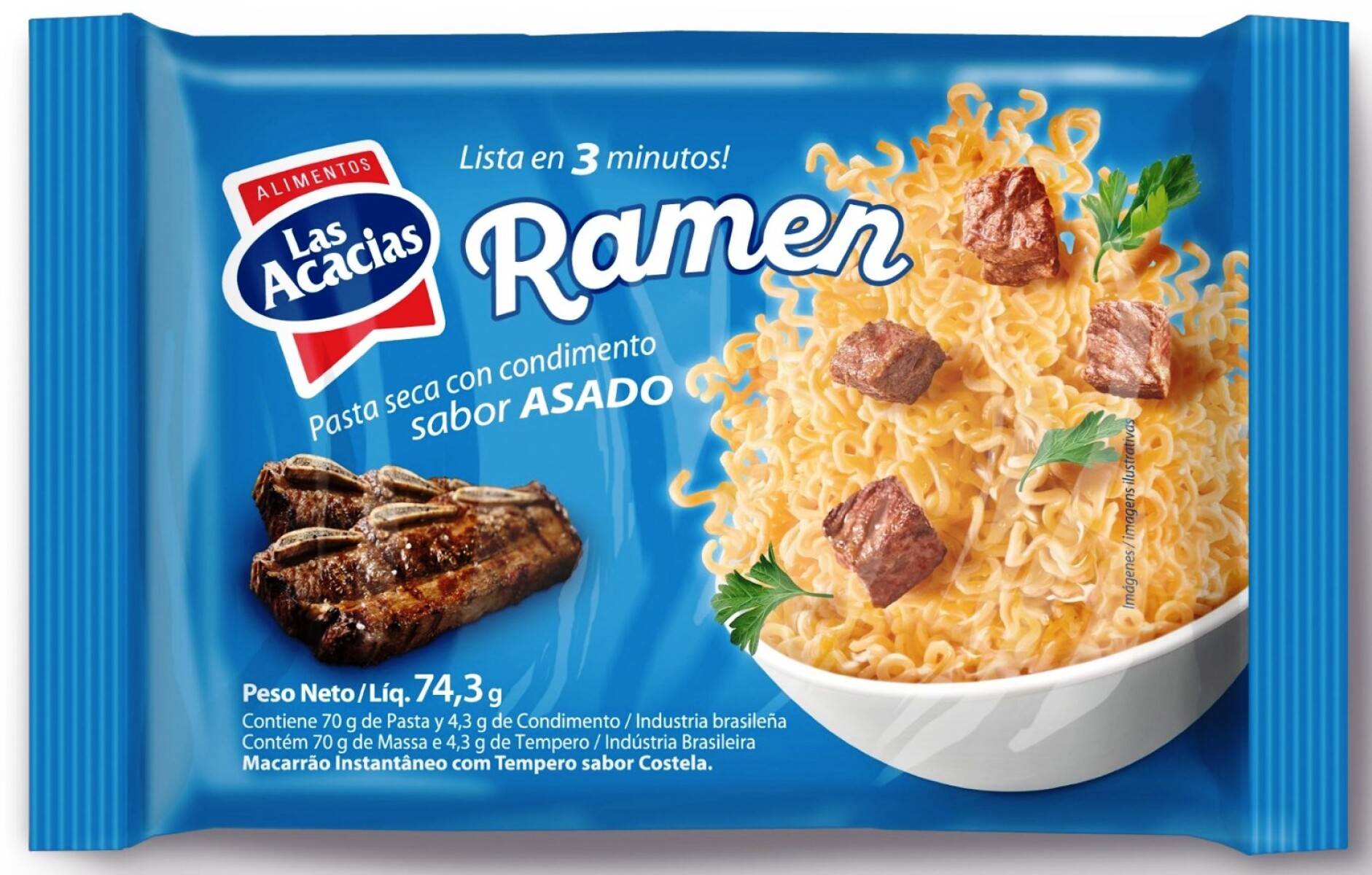 PASTA INSTANTANEA LAS ACACIAS 74.3G ASADO 