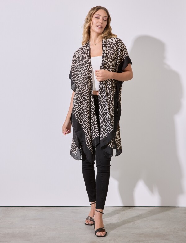 Kimono Printed NEGRO/BEIGE