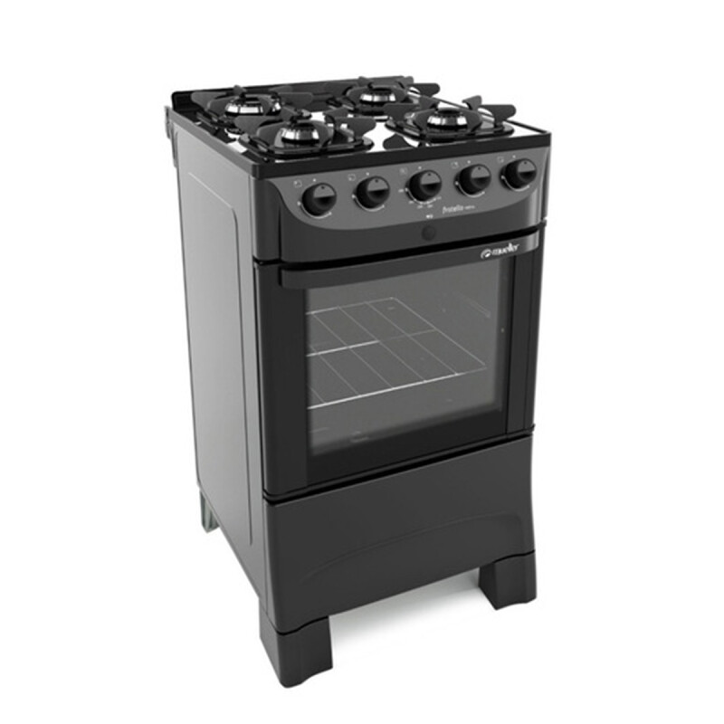 Cocina Mueller Vetro Fratello 4b Color Negro Mate Con Puerta Con Visor 220v Cocina Mueller Vetro Fratello 4b Color Negro Mate Con Puerta Con Visor 220v