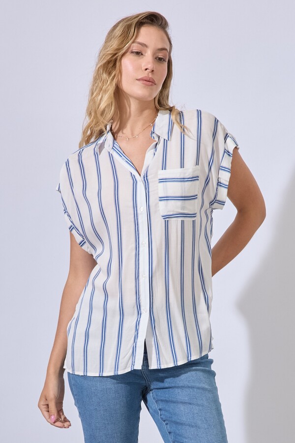 Camisa Stripes BLANCO/AZUL