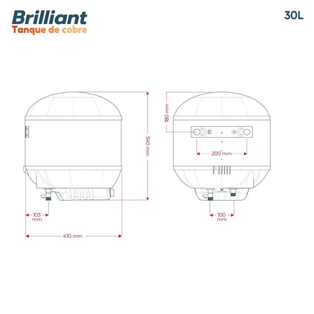 TERMOTANQUE BRILLIANT COBRE 30L BRCC30WH