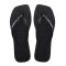 Sandalia de Mujer Havaianas Slim Square Logo Negro - Plateado