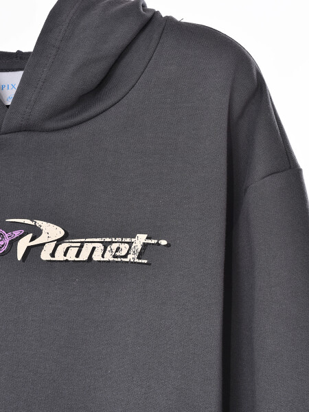 HOODIE PIZZA PLANET GRIS OSCURO