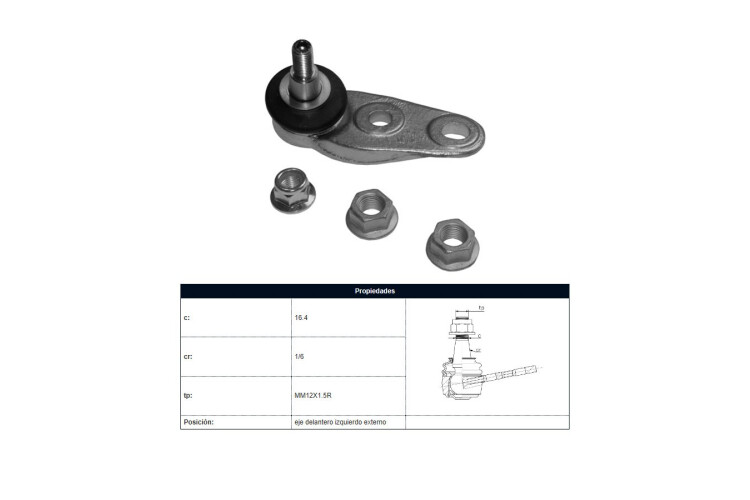 Rotula Del Mini Clubman Cooper S (R55)/Cooper (R56)/Cooper S (R56) 08-15 Izq Rotula Del Mini Clubman Cooper S (R55)/Cooper (R56)/Cooper S (R56) 08-15 Izq