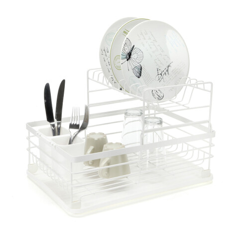 Escurridor de Platos de Cocina Secaplatos de 2 Pisos Blanco Escurridor de Platos de Cocina Secaplatos de 2 Pisos Blanco