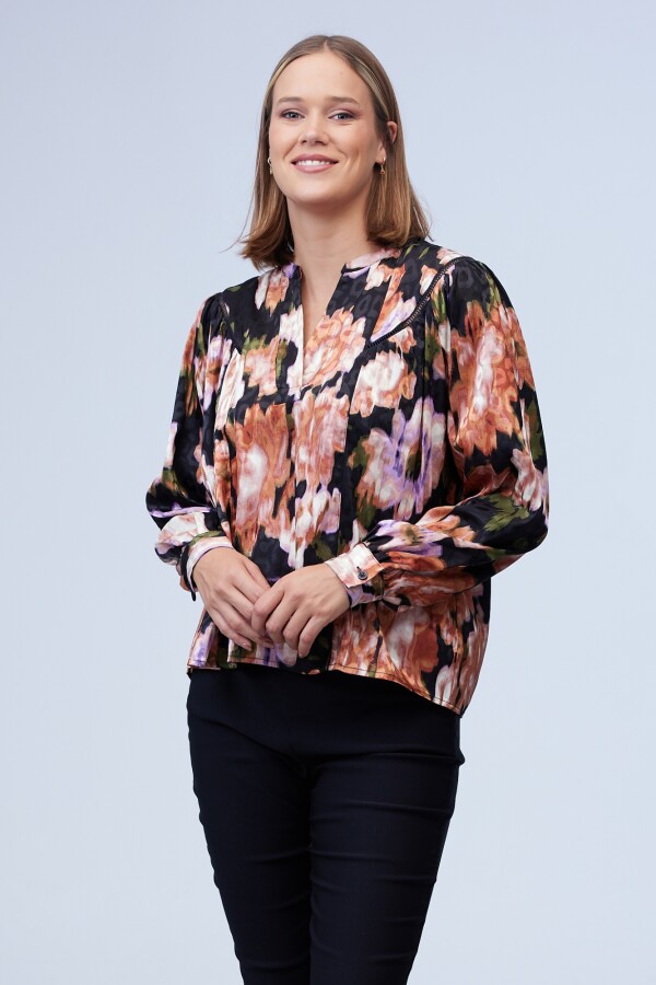 Blusa Saten Print MULTI/ROSA