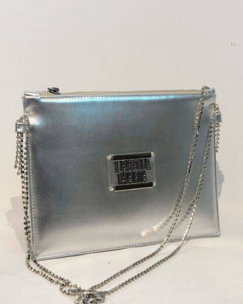 Cartera Labella Mafia Plateada Con Strass U