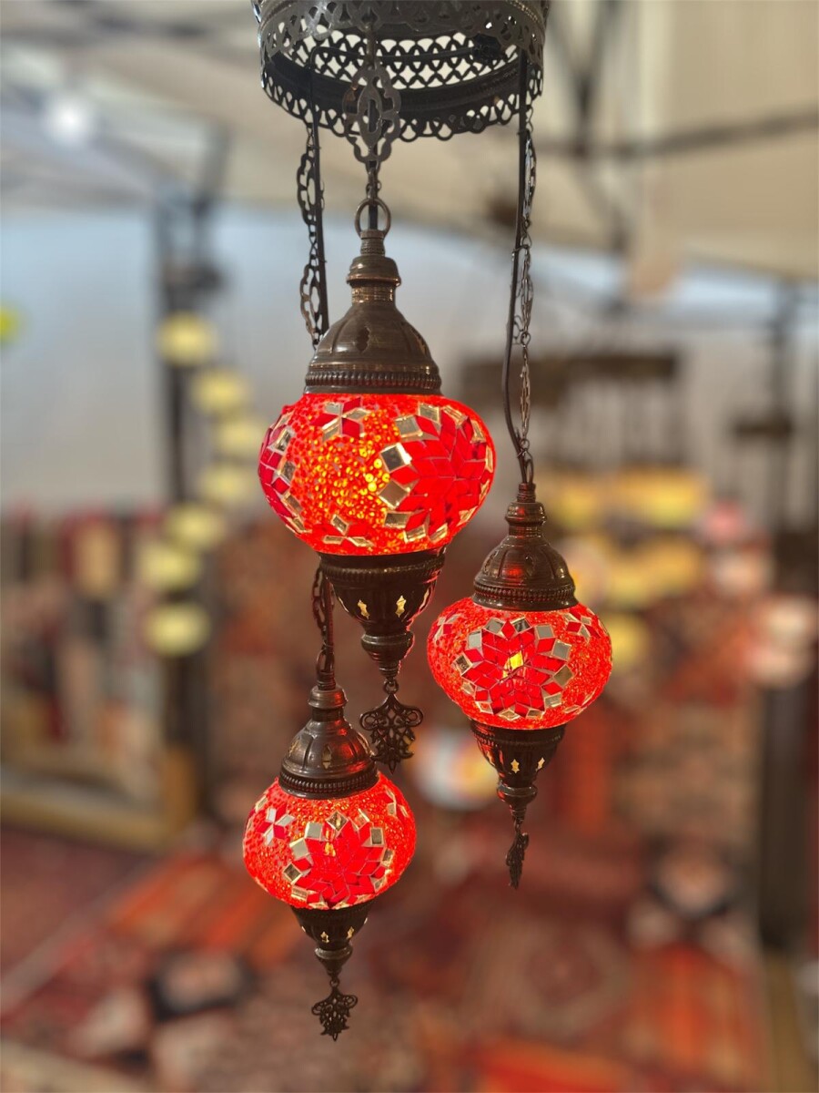 ARAÑA 3 COLGANTES VITRAUX - ROJO 