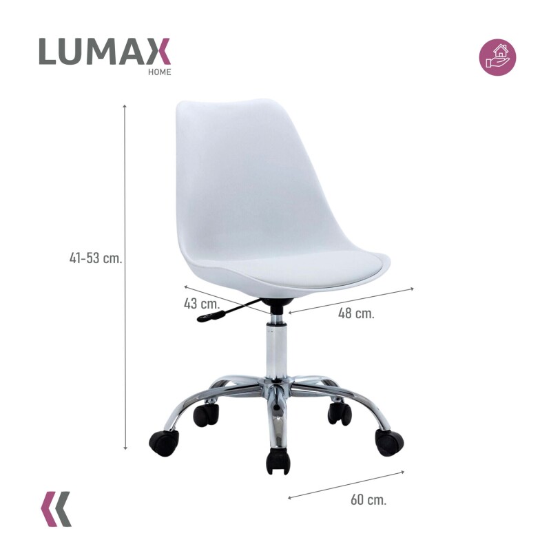 Silla Eames para oficina con rueditas y altura ajustable Blanco