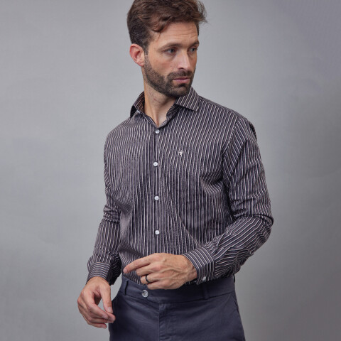 Camisa Luxury gris con rayas negras