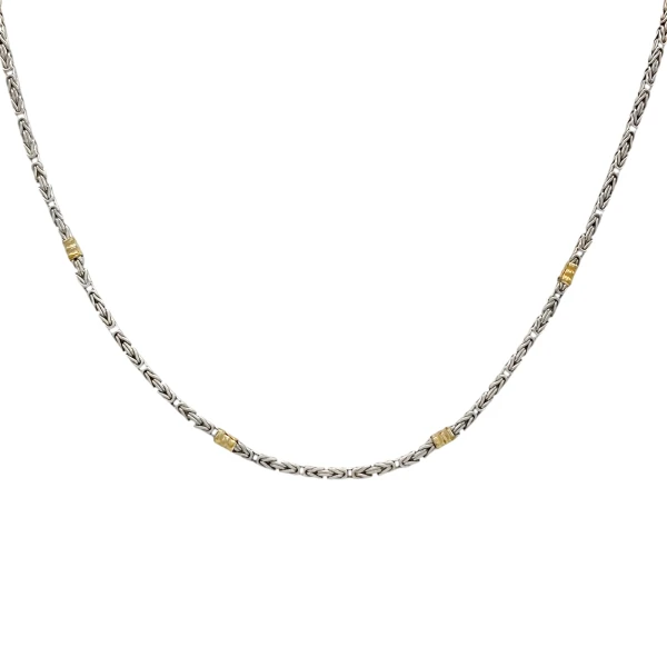 Cadena Bizantina-Plata y Oro-Sin Piedra-CD5001 sinpiedra