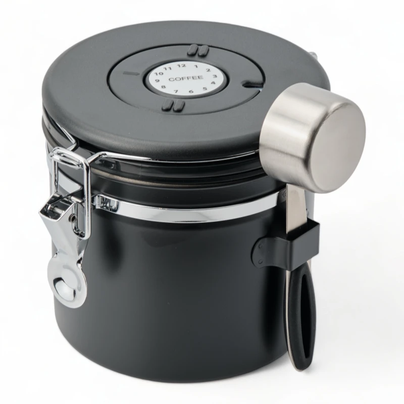 Recipiente Hermetico Ac Inox Para Granos Valv Co2 1.2lt Negro