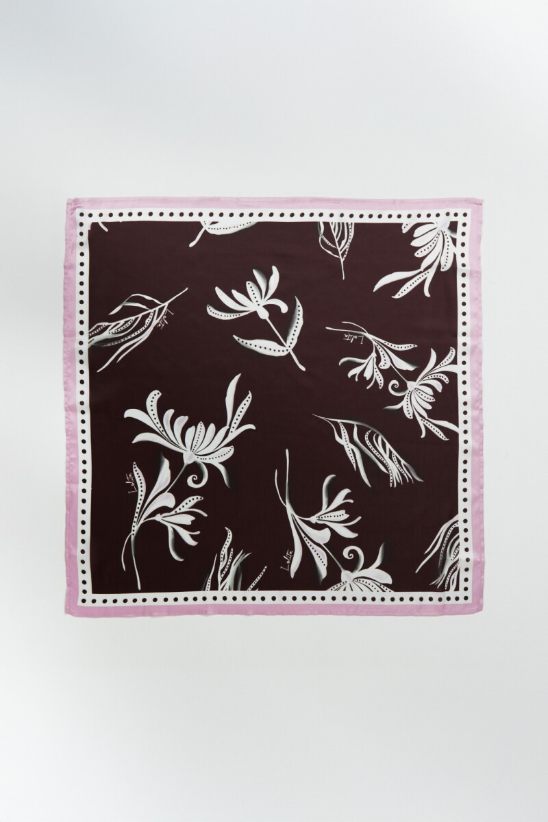 Pañuelo estampado floral chocolate