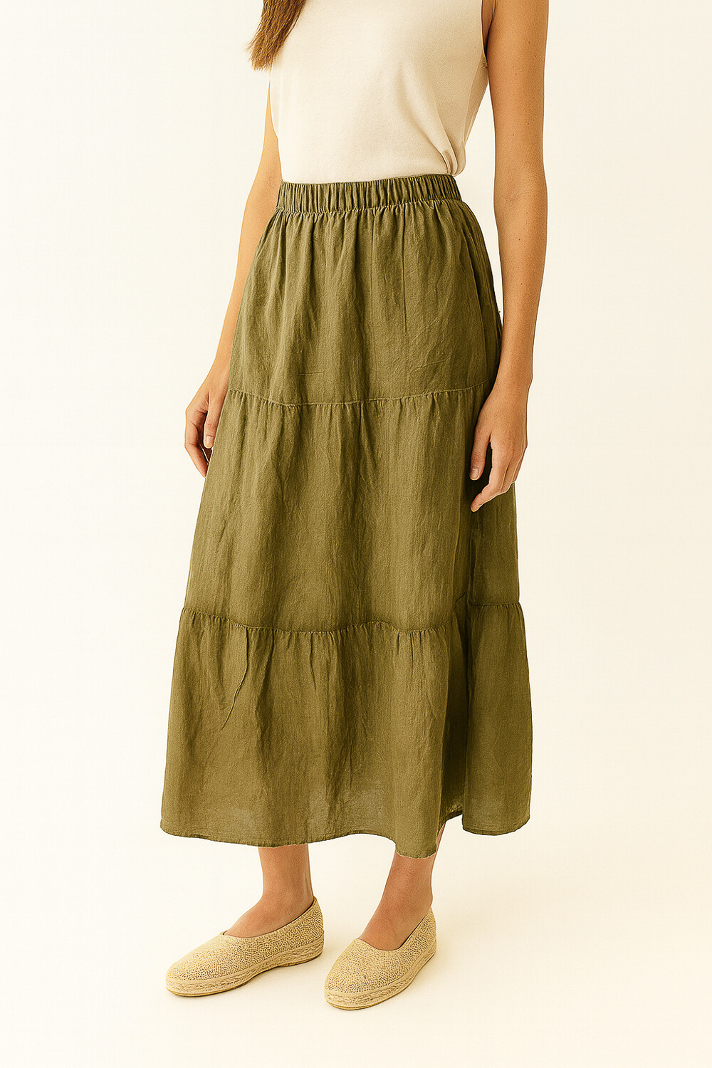 Falda Delbino Verde Oliva Claro