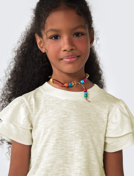 BLUSA INFANTIL CON VOLADOS BEIGE