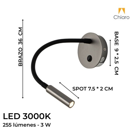 Portátil led de pared con SPOT móvil y brazo flexible GRIS HUMO