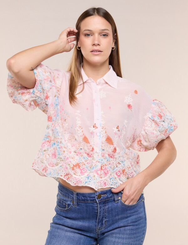 Camisa Boho Bordada ROSA/MULTI