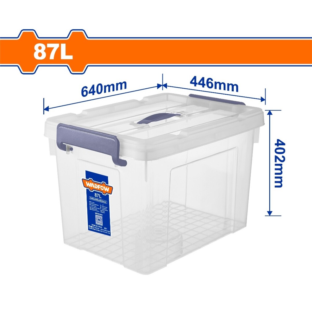 Contenedor Plástico Wadfow Wtb237 Apilable 66L Ub - TRANSPARENTE 