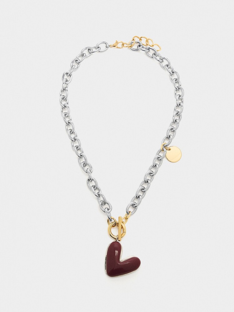 Collar De Eslabones Corazón azul