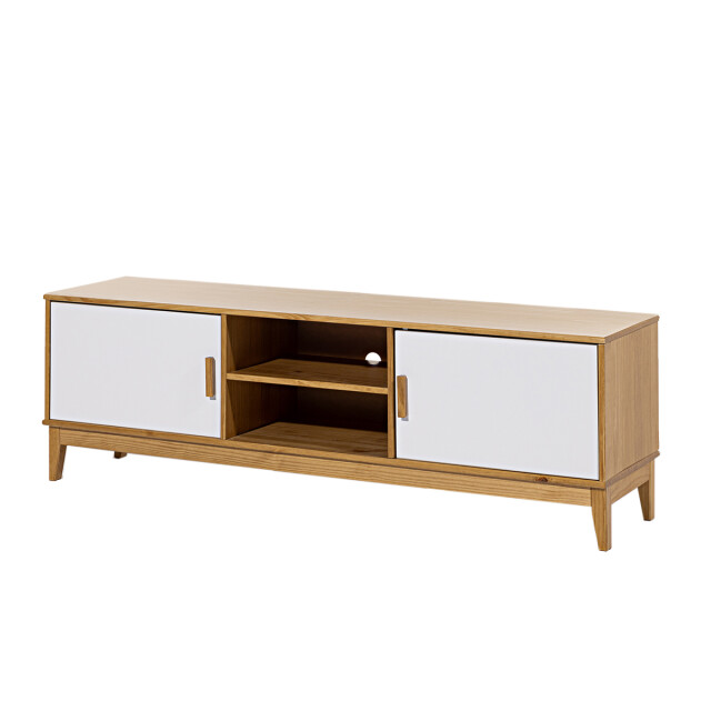 Rack para tv - Madera maciza - 2 Puertas Blanco