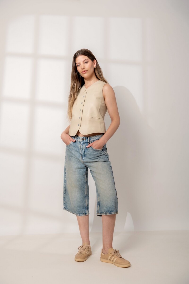 Chaleco de cuero Coral - Arena