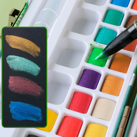 Set Pintura Acuarelas 45 Colores + Accesorios Arte Esc007002