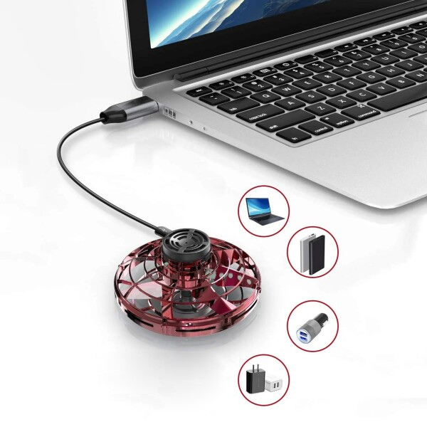 Juguete Giratorio Volador Bola Spinner Drone Bateria Luces Variante Color Negro