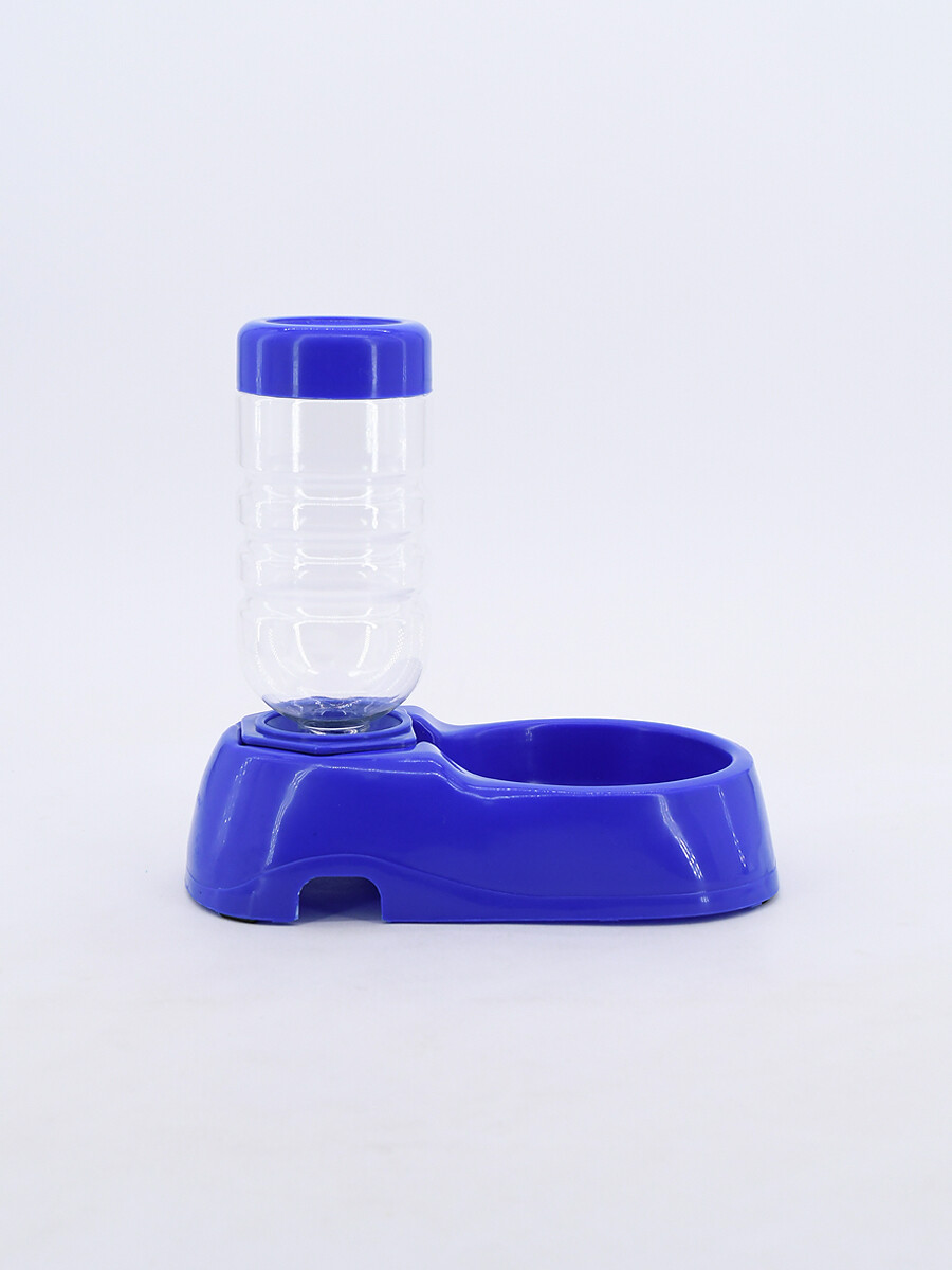 BEBEDERO CON BOTELLA PARA MASCOTA - AZUL 