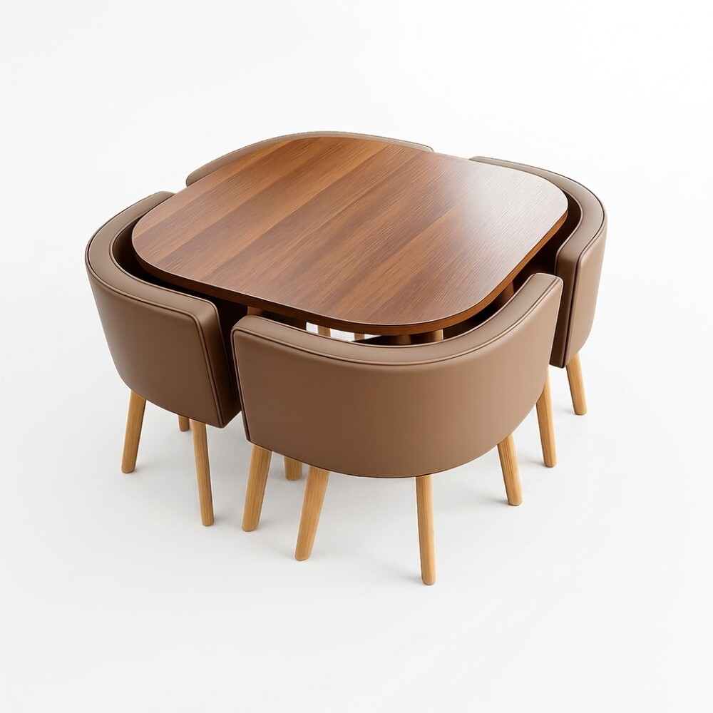 Juego de Comedor Honguito 4 Sillas 80x80cm Marrón