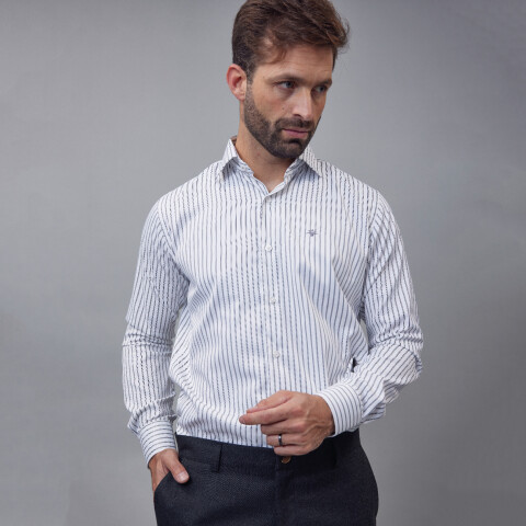 Camisa Luxury Blanca con rayas grises