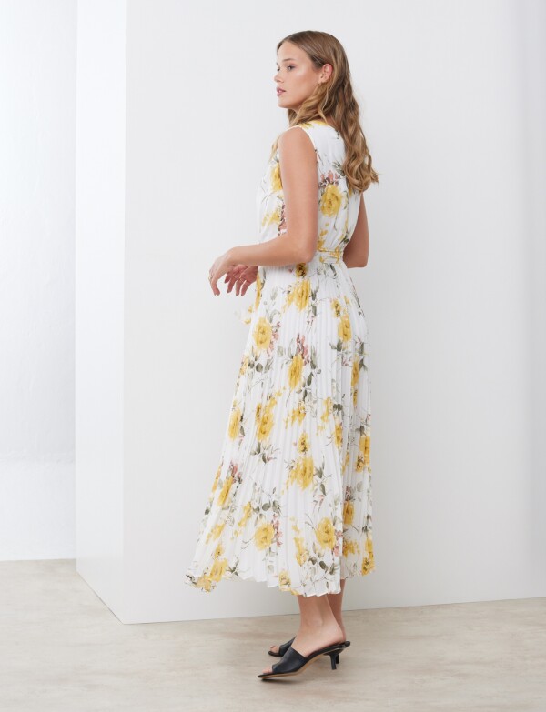 Vestido Maxi Plisado BLANCO/MULTI