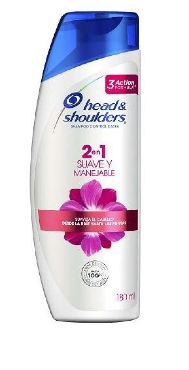 SHAMPOO HEAD & SHOULDERS SUAVE Y MANEJABLE 2 EN 1 180 ML 
