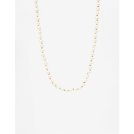 Collar Corto De Perlas Blanco Crema