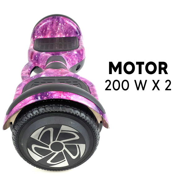 Combo De Skate Eléctrico 6.5" Con Luces Y Bluetooth + Asiento Para Hoverboard PK SKATE 6.5 GALAXIA ROSA 24 + ASIENTO
