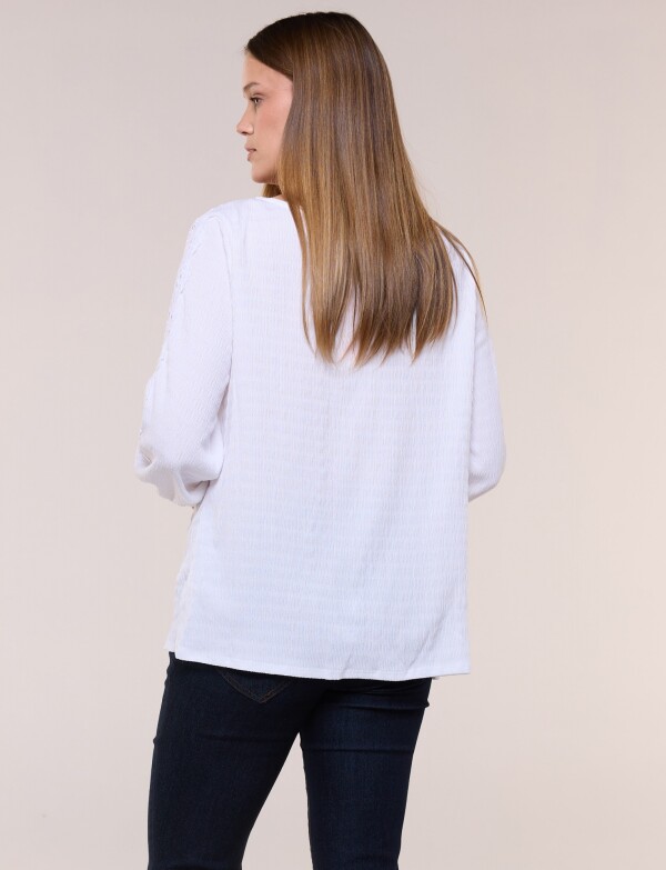 Blusa Crepe Broderie Calado BLANCO