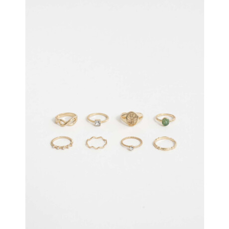 Set De Anillos Con Sello Dorado