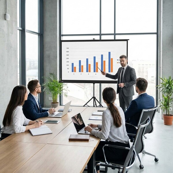 Pantalla De Proyección 84" Enrollable Con Trípode Regulable Negro