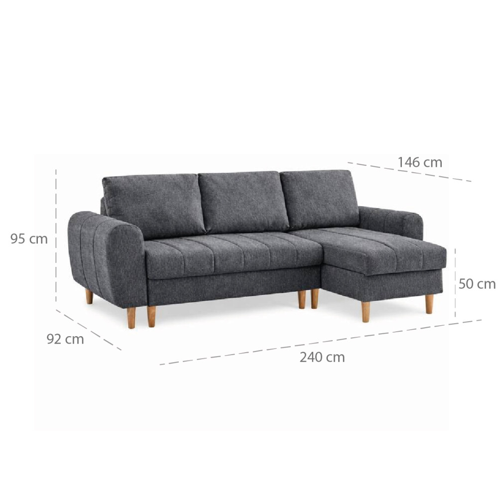 Sillón Esquinero con Baúles amplios - Amo Gris Oscuro