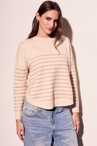 Sweater Rayado Rosa Viejo