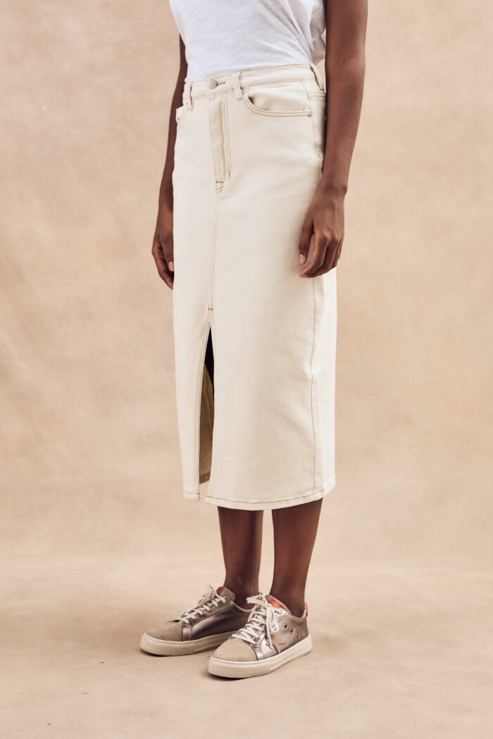 Falda Midi Off White Crudo