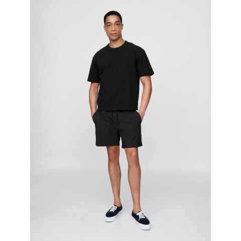6 INCH SWIM SHORT BLACK SEERSUCKER