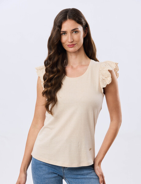 REMERA LISA DE ALGODÓN Beige
