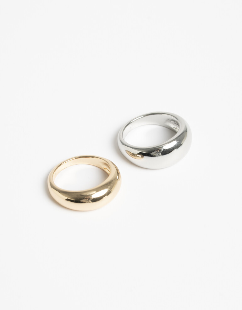 Sets Anillos Metal Set De Anillos Bold Biplating - Dorado