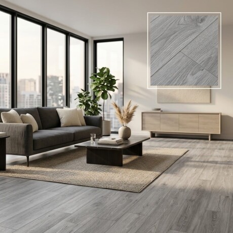 PISO VINILICO SPC ALTA CALIDAD ENCASTRABLE 2.68 METROS CUADRADOS COLOR GRIS O5001 GRIS