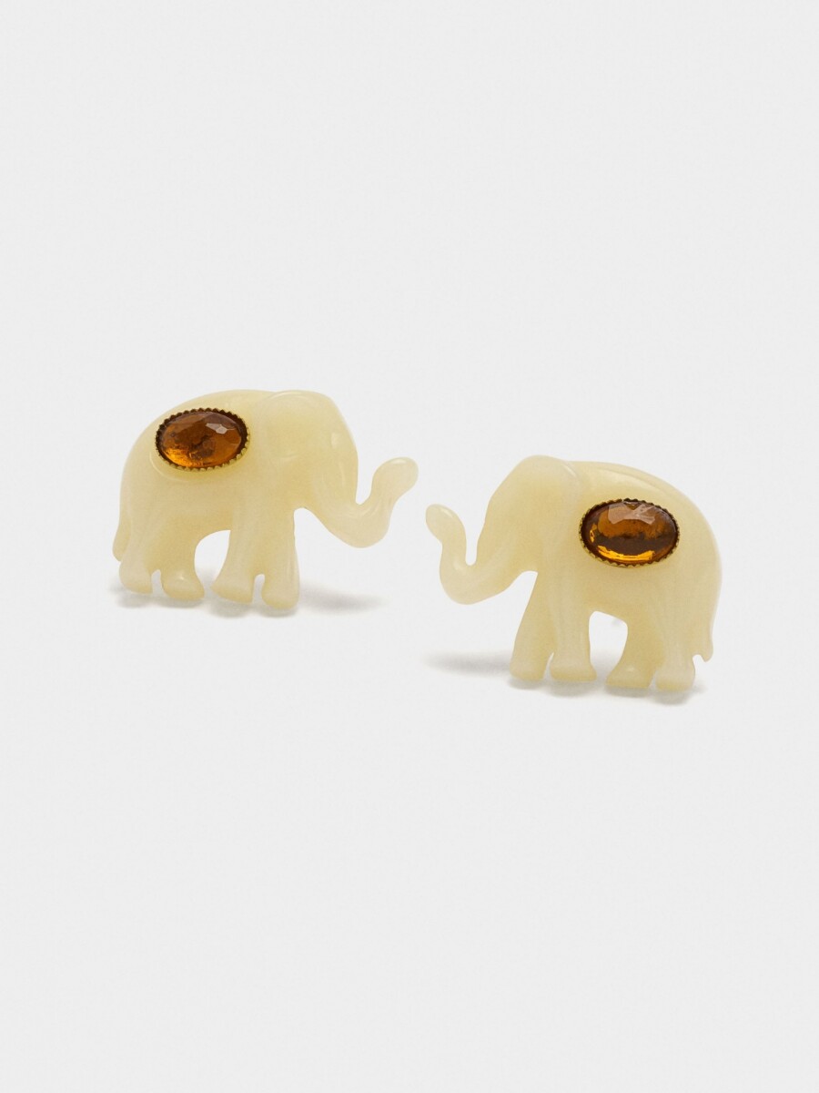 Pendientes Elefante Con Cristal beige